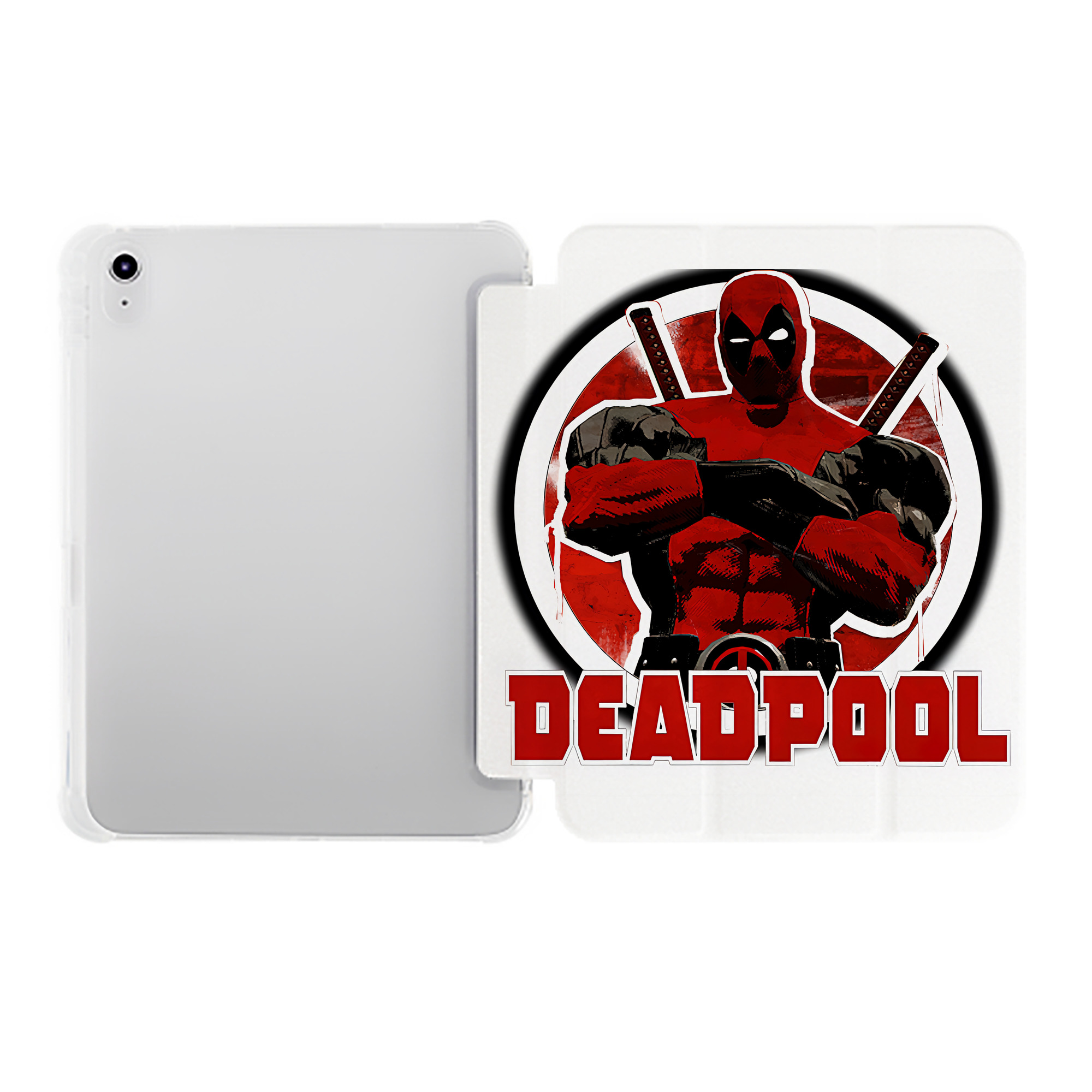 （画像用） Deadpool デッドプール IPad ケース ペン収納付き 三つ折りスタンド PUレザー×シリコン 対応機種9.5/10.5/10.9インチ